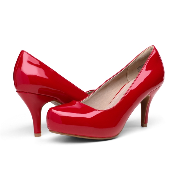 Classic Closed Toe 3 Inch Heels Pumps - RED PAT - 3